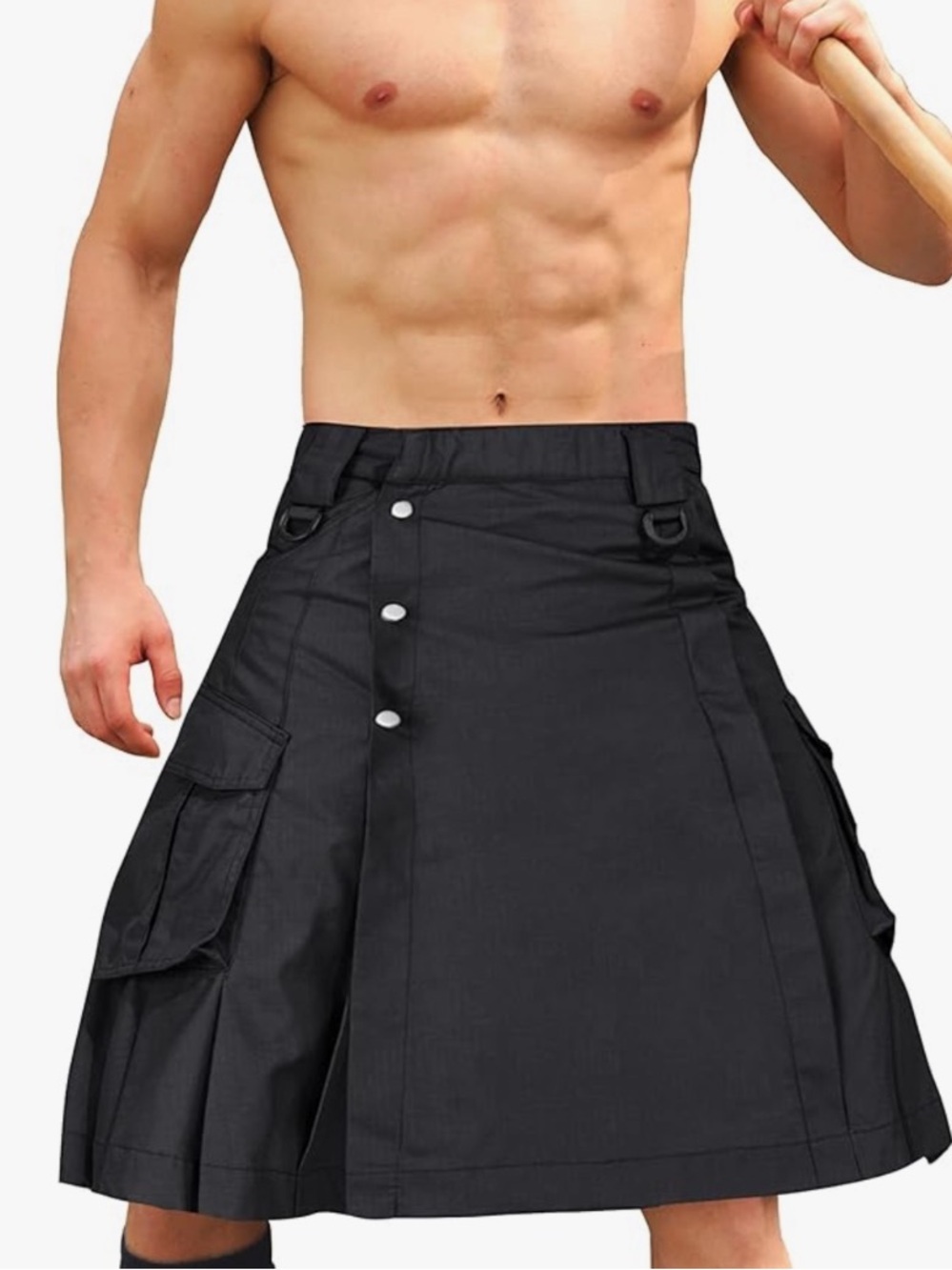 KILT Utility Men's Traditional Scottish Highland Size 34 Black Cargo Tactical
